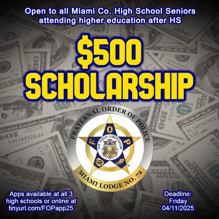 F.O.P. Lodge #72 announces scholarship opportunity for seniors in Miami County